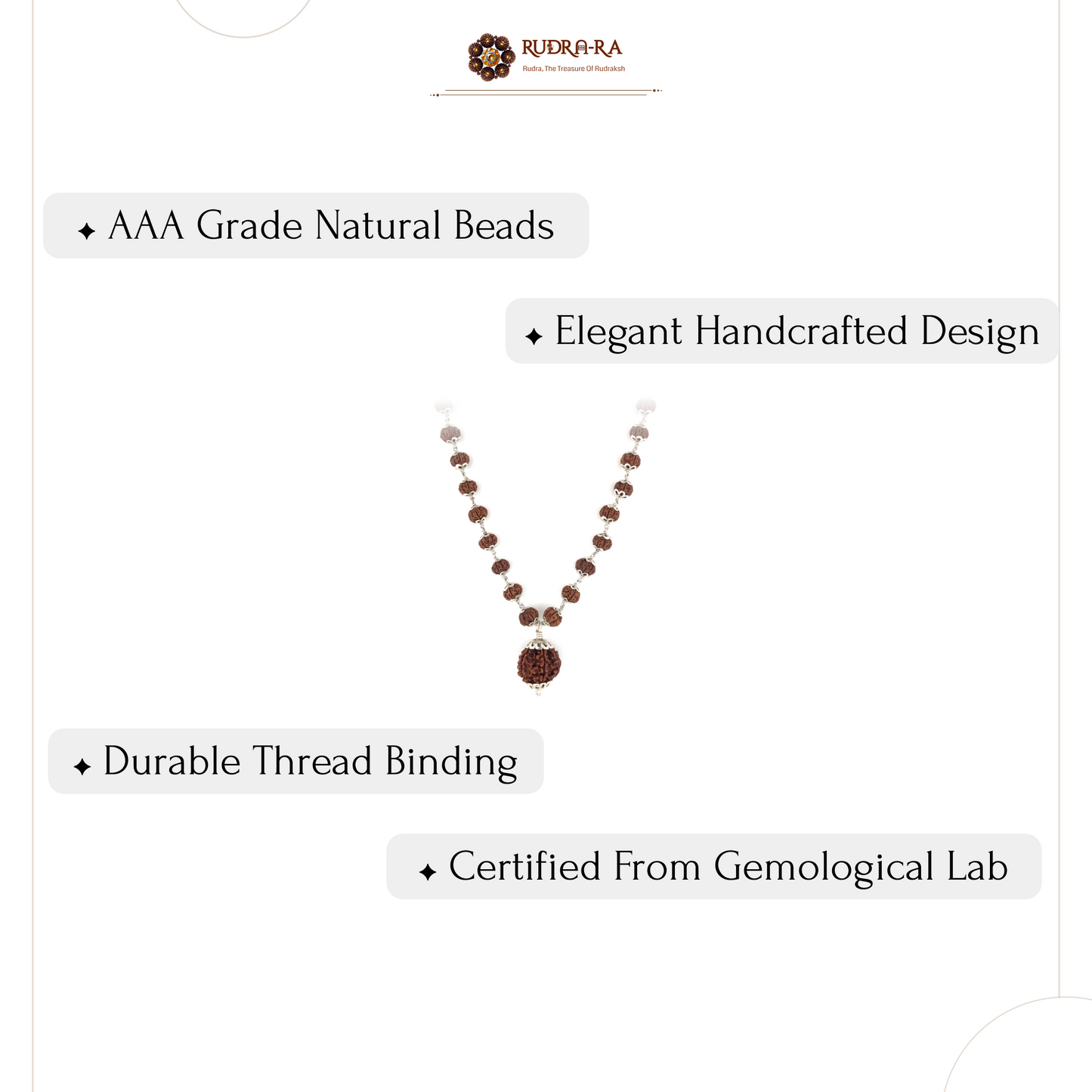 5 Mukhi Rudraksha Mala with 7 Mukhi Bindu bead Indonesian