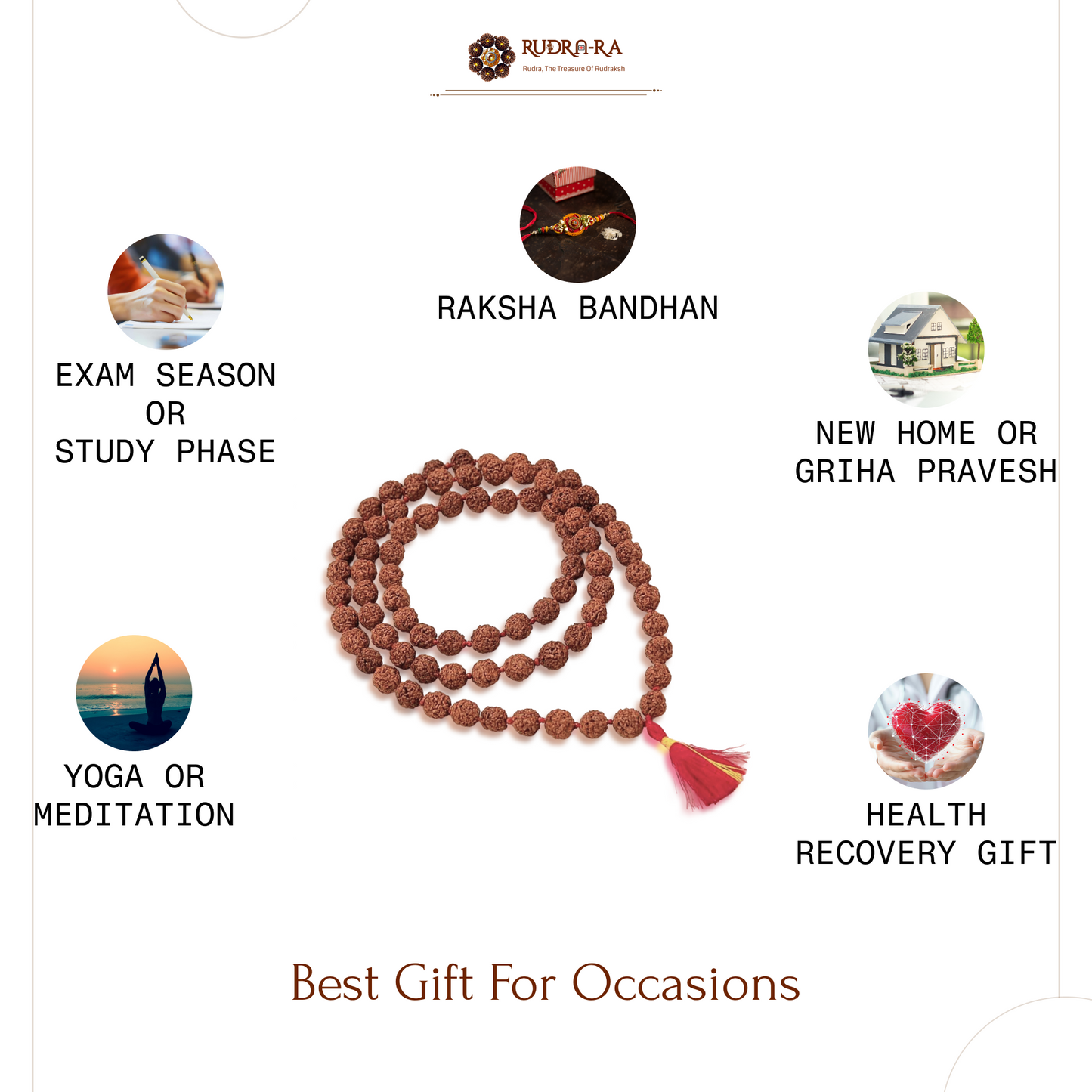 5 Mukhi Rudraksha Mala (14mm) – Indonesian Original