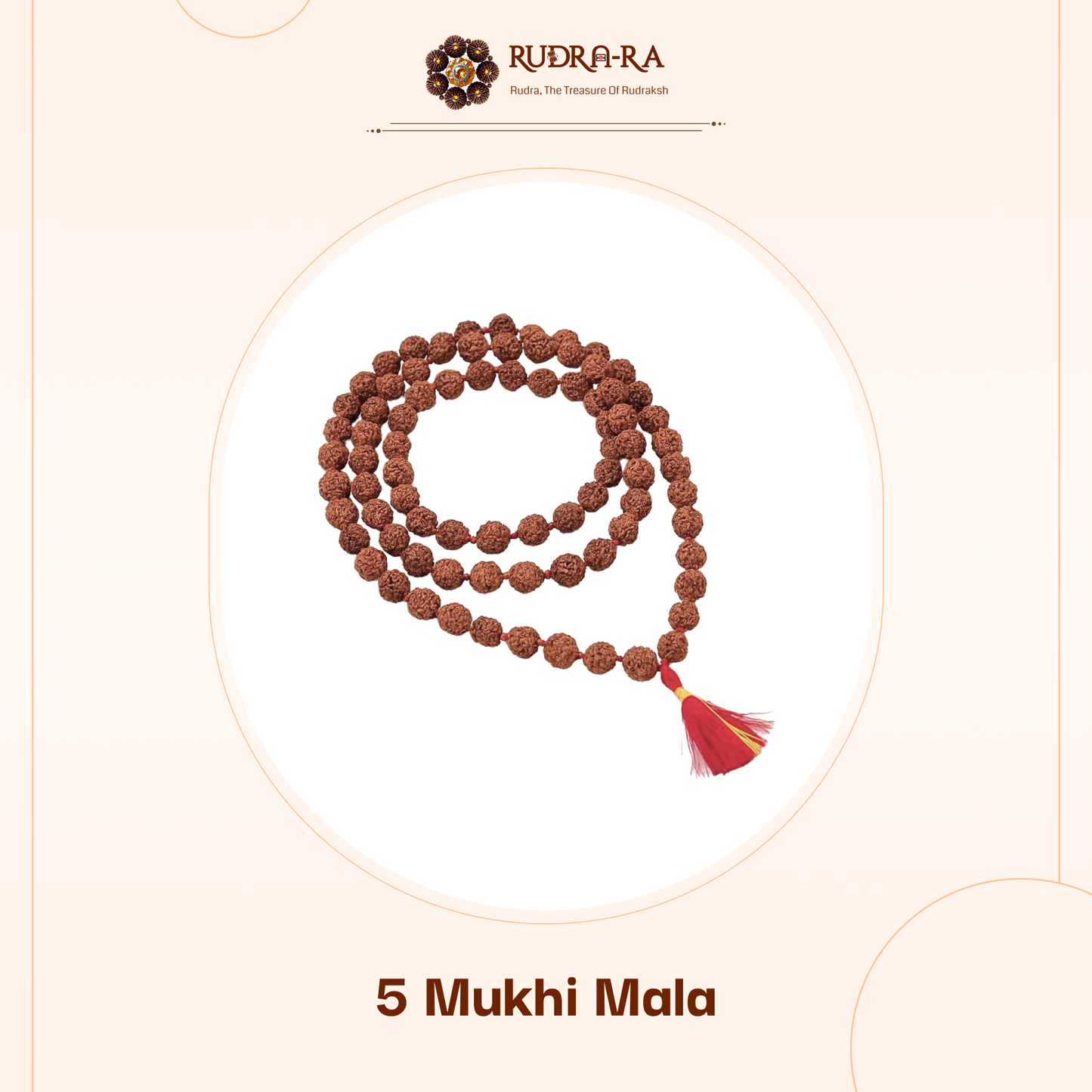 5 Mukhi Rudraksha Mala (14mm) – Indonesian Original