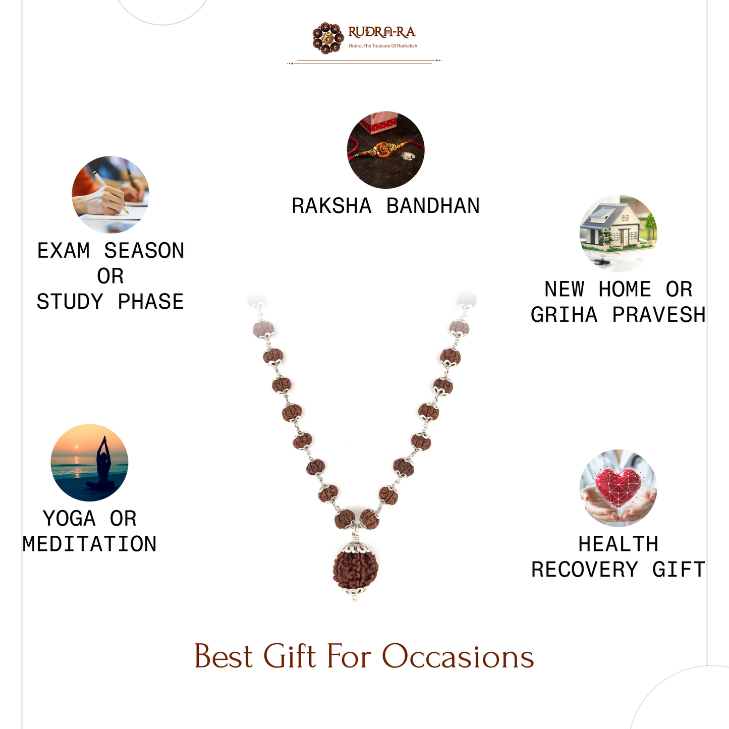 5 Mukhi Rudraksha Mala with 7 Mukhi Bindu bead Indonesian