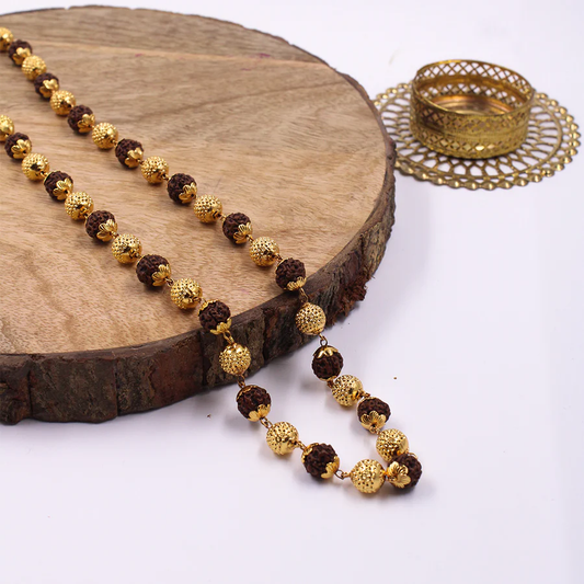 Gold Plated Rudraksha Mala 