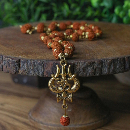 OM Shiva Trishool Rudraksha Necklace 54 Beads