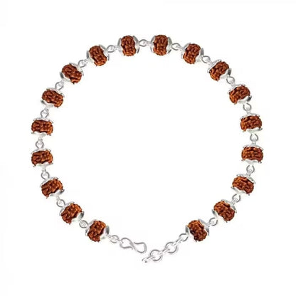 5 Mukhi Rudraksha Silver Bracelet