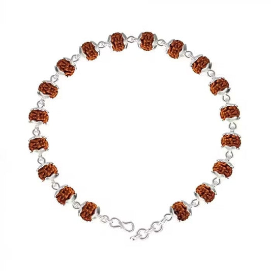 5 Mukhi Rudraksha Silver Bracelet