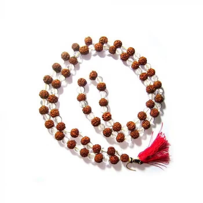 5 Mukhi Rudraksha & Sphatik Crystal Mala